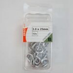 ΓΑΝΤΖΟΙ  "S" 3 x 25 mm (12τμχ), ΓΑΛΒΑΝΙΖΕ